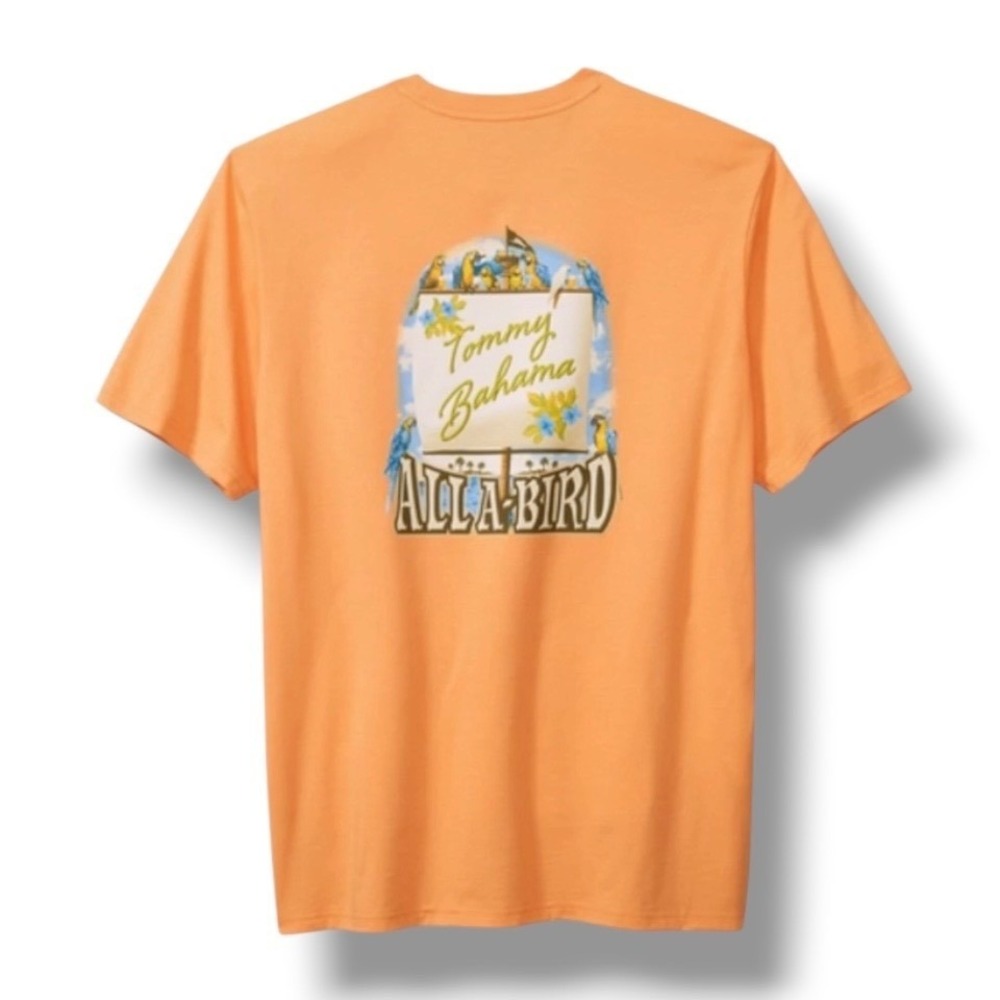 Tommy‎ Bahama All-A-Bird Parrot Graphic Tee Orange Short Sleeve Tee Size L New